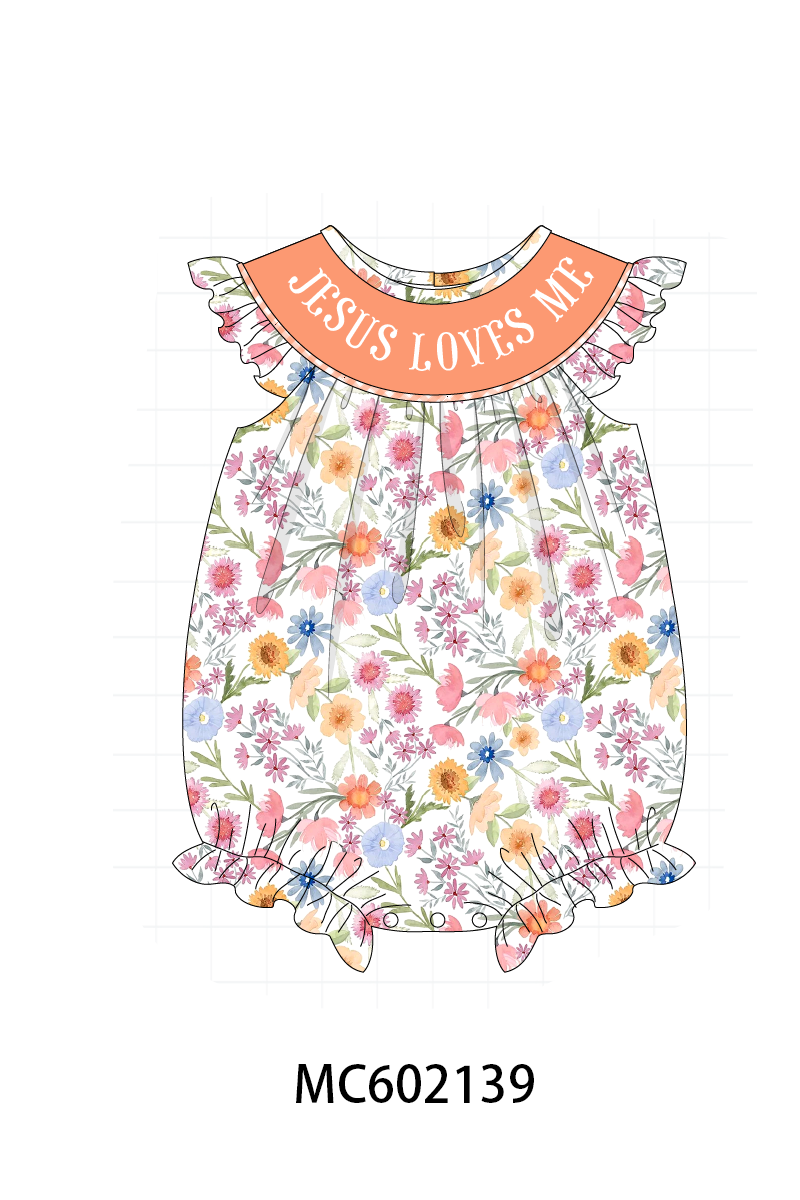 PO81 Coral floral jesus loves me smocked collection - closing 2/16 - ETA July