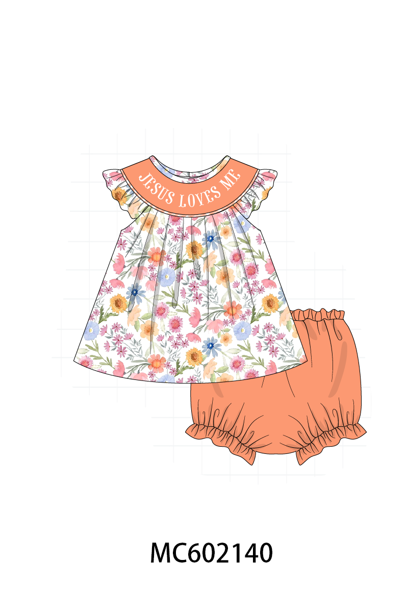 PO81 Coral floral jesus loves me smocked collection - closing 2/16 - ETA July