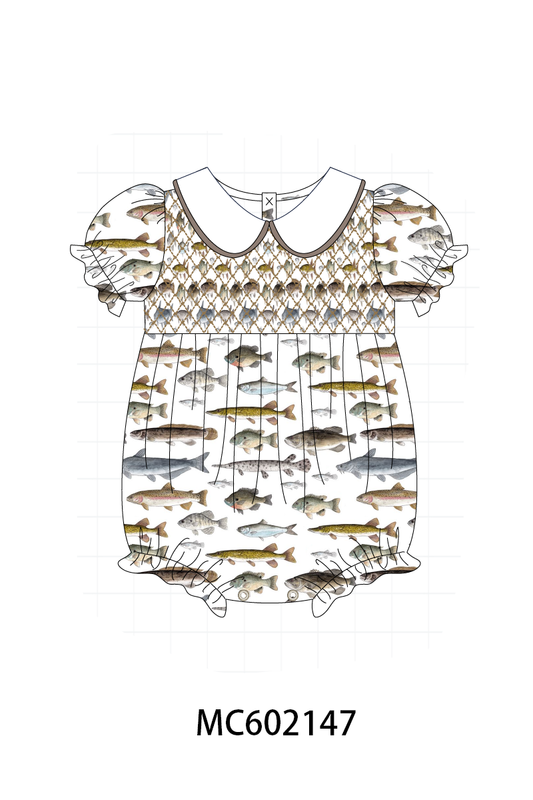 PO81 Fishes print smocked collection - closing 2/16 - ETA July