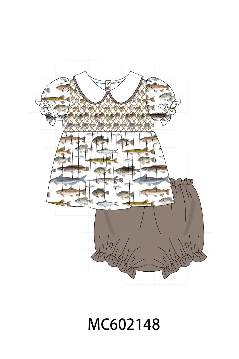PO81 Fishes print smocked collection - closing 2/16 - ETA July