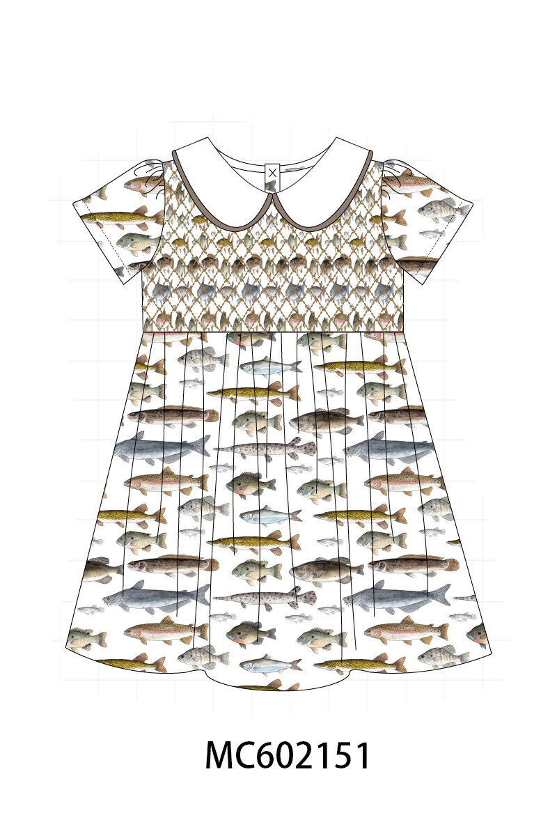 PO81 Fishes print smocked collection - closing 2/16 - ETA July