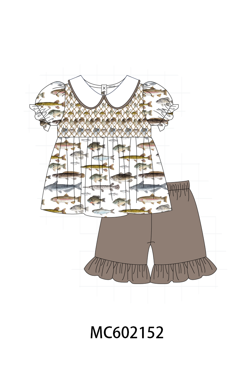 PO81 Fishes print smocked collection - closing 2/16 - ETA July