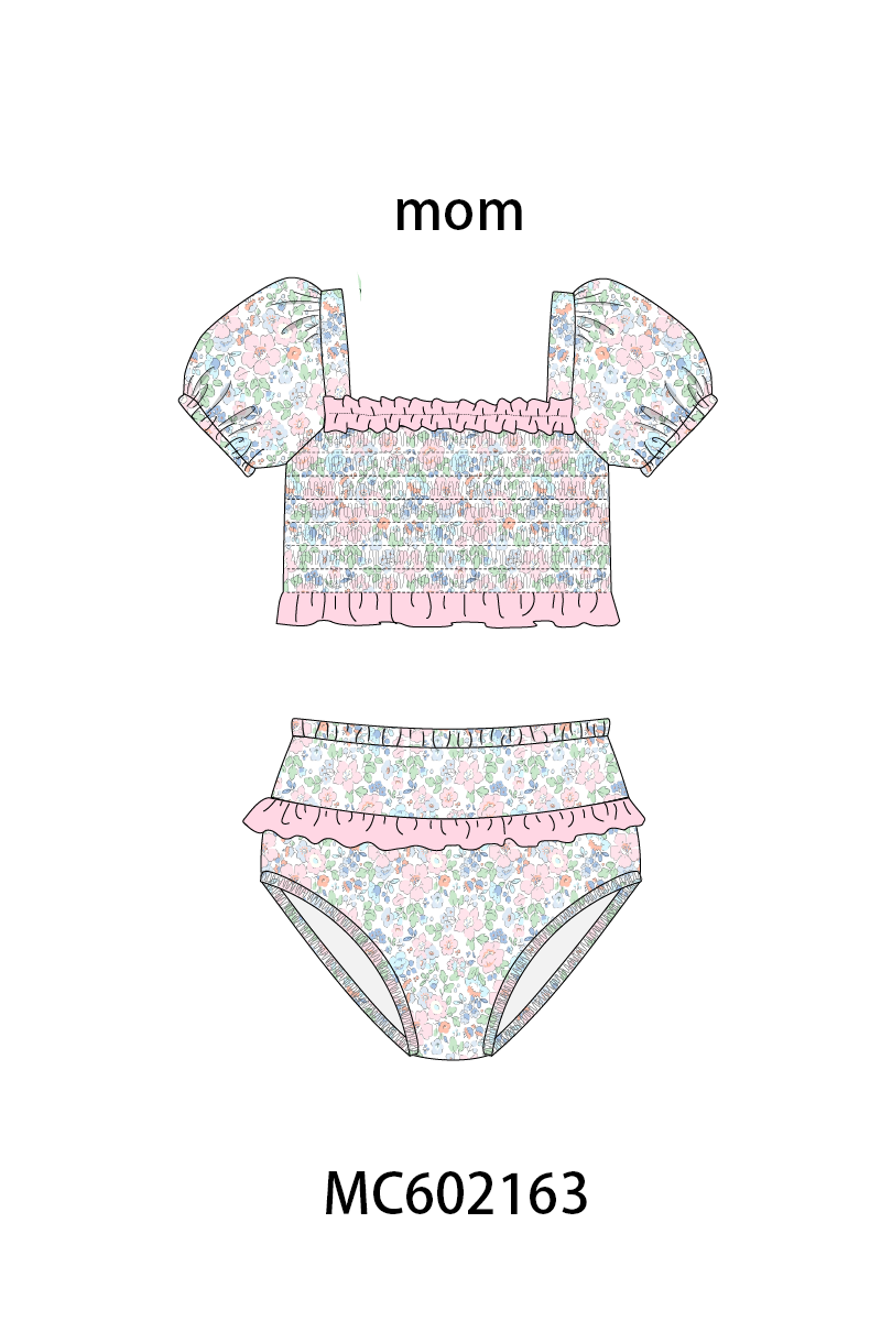 PO81 Garden floral smocked ruffle mom&me collection - closing 2/16 - ETA July