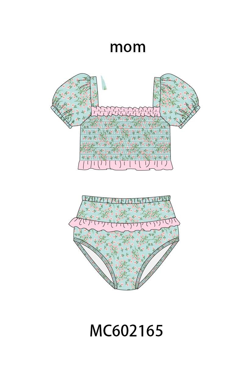 PO81 Garden floral smocked ruffle mom&me collection - closing 2/16 - ETA July