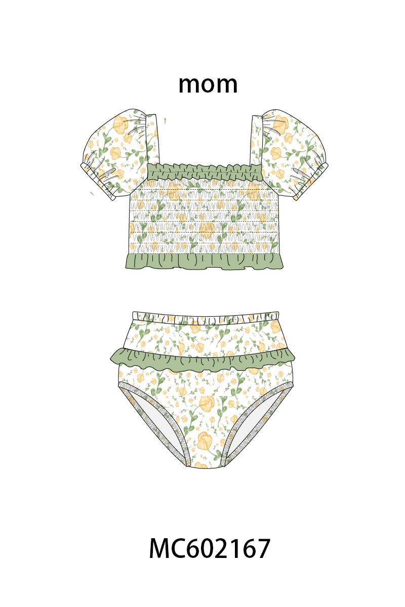 PO81 Garden floral smocked ruffle mom&me collection - closing 2/16 - ETA July