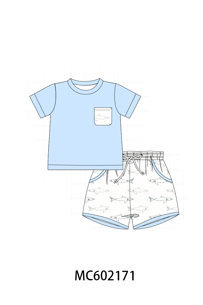 PO81 Blue sharks print boys swimsuit collection - closing 2/16 - ETA July
