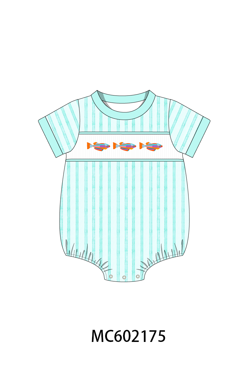 PO81 Mint neon tetra fish embroidery stripe ruffle collection - closing 2/16 - ETA July