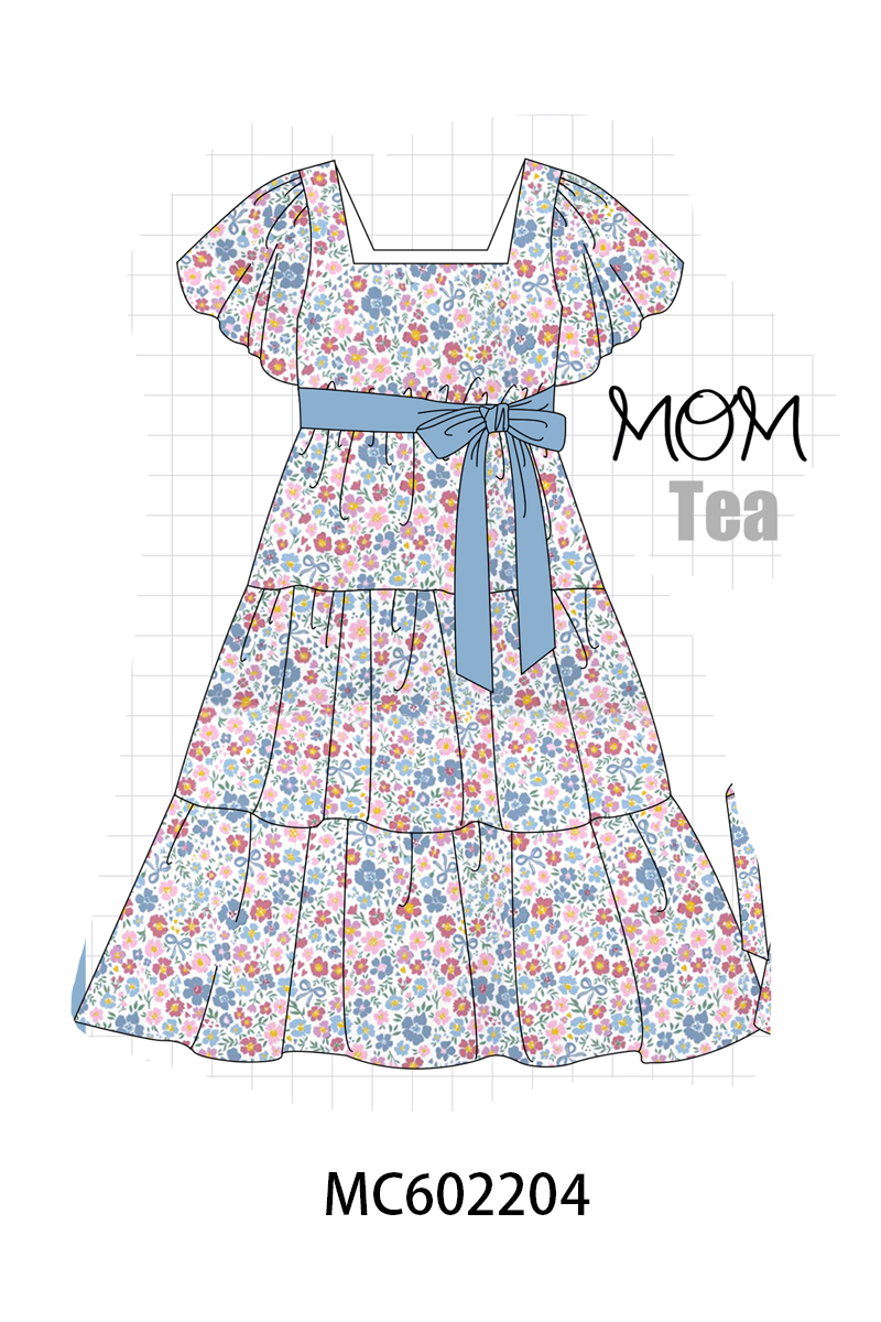 PO81 Blue floral smocked bow collection - closing 2/16 - ETA July