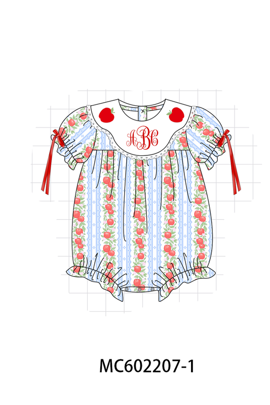 PO81 Red back to school apple monogram embroidery print collection - closing 2/16 - ETA July