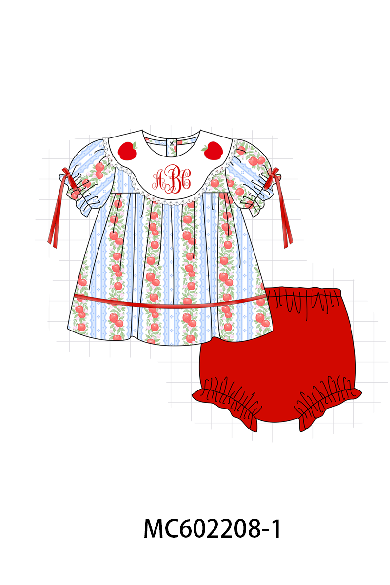 PO81 Red back to school apple monogram embroidery print collection - closing 2/16 - ETA July