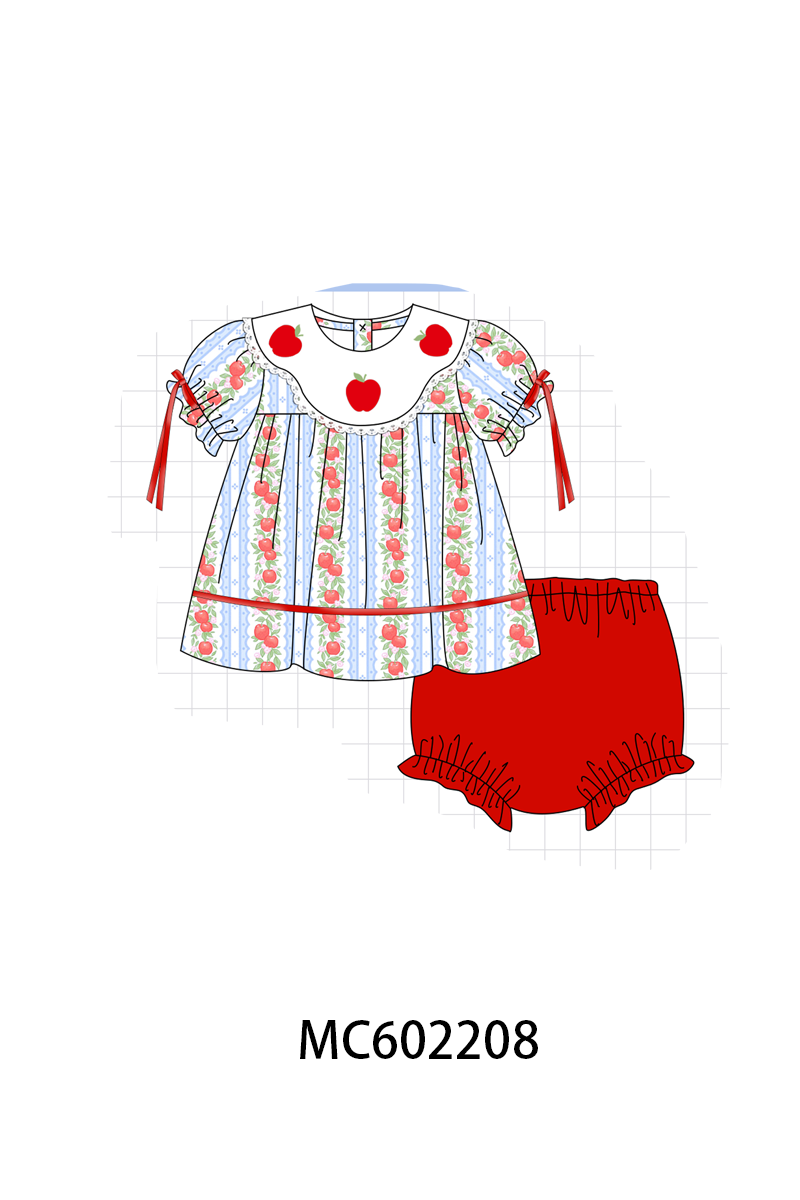 PO81 Red back to school apple embroidery print collection - closing 2/16 - ETA July