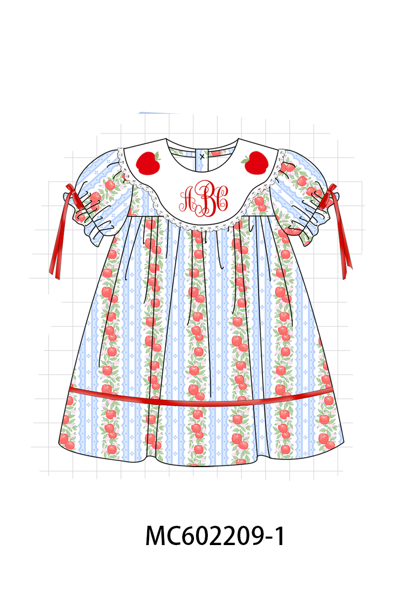 PO81 Red back to school apple monogram embroidery print collection - closing 2/16 - ETA July