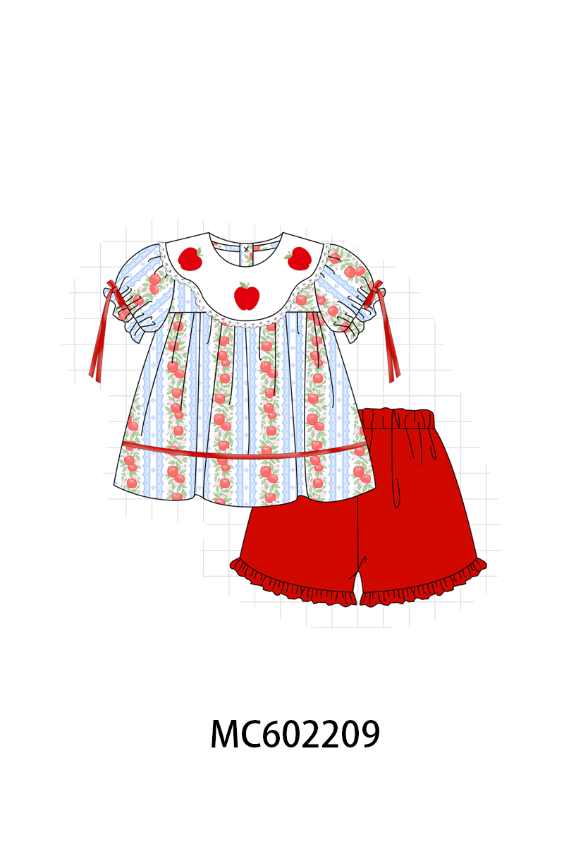 PO81 Red back to school apple embroidery print collection - closing 2/16 - ETA July