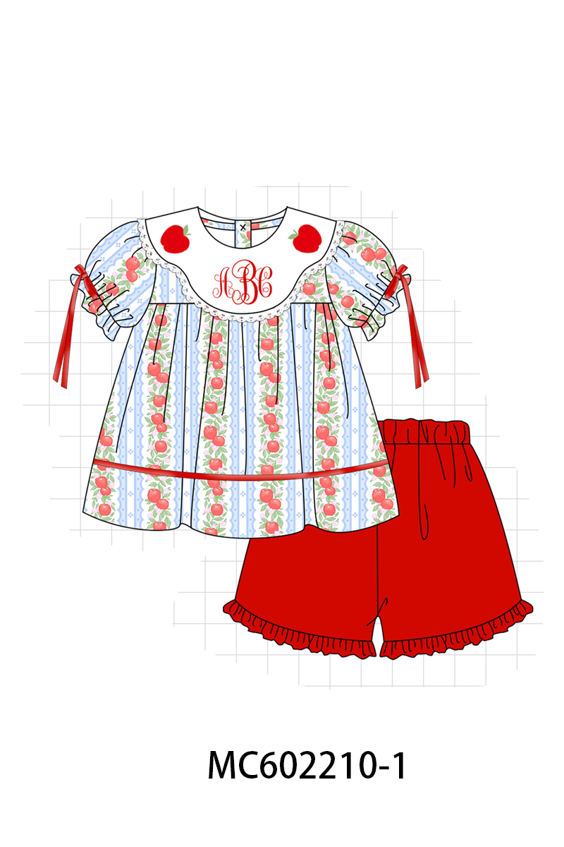 PO81 Red back to school apple monogram embroidery print collection - closing 2/16 - ETA July