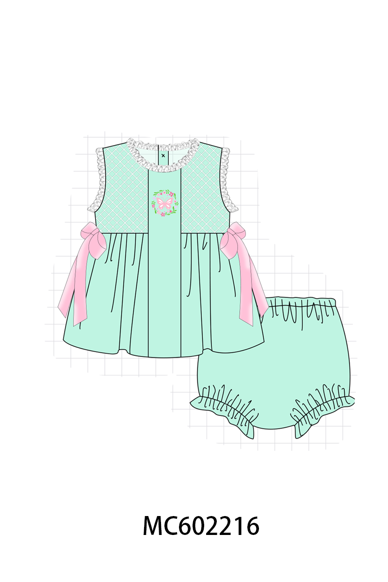 PO81 Green wreath butterfly smocked lace collection - closing 2/16 - ETA July