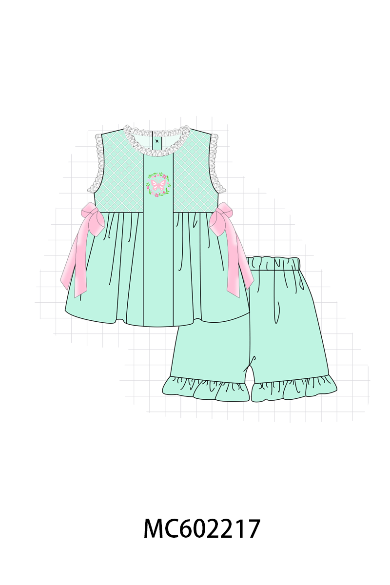 PO81 Green wreath butterfly smocked lace collection - closing 2/16 - ETA July