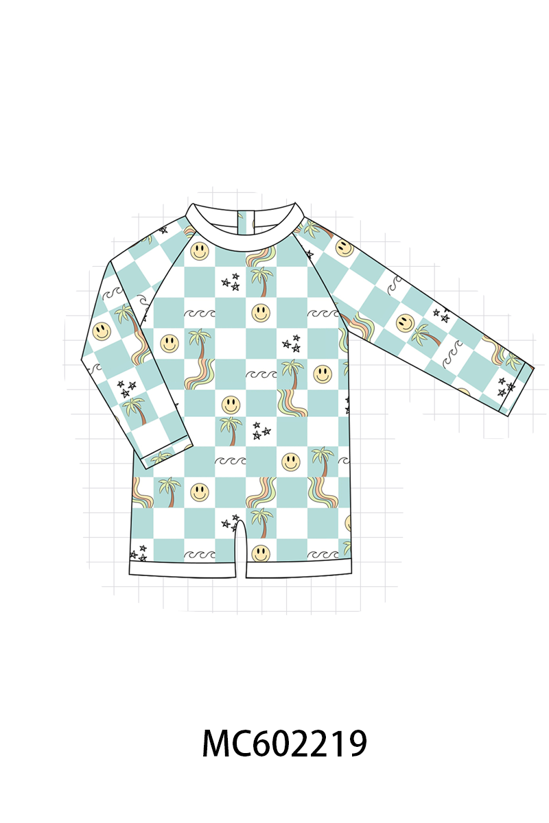 PO81 Blue checkered smile print swimsuit collection - closing 2/16 - ETA July