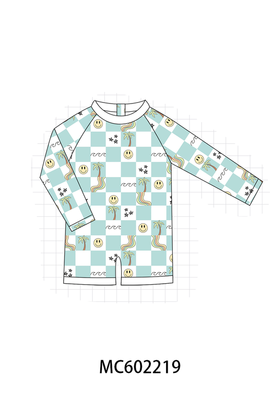 PO81 Blue checkered smile print swimsuit collection - closing 2/16 - ETA July