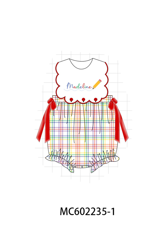 PO81 Red back to school pencil monogram embroidery plaid collection - closing 2/16 - ETA July