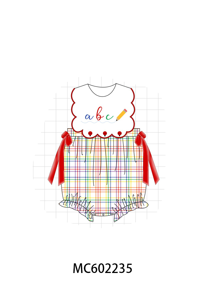 PO81 Red back to school pencil abc embroidery plaid collection - closing 2/16 - ETA July