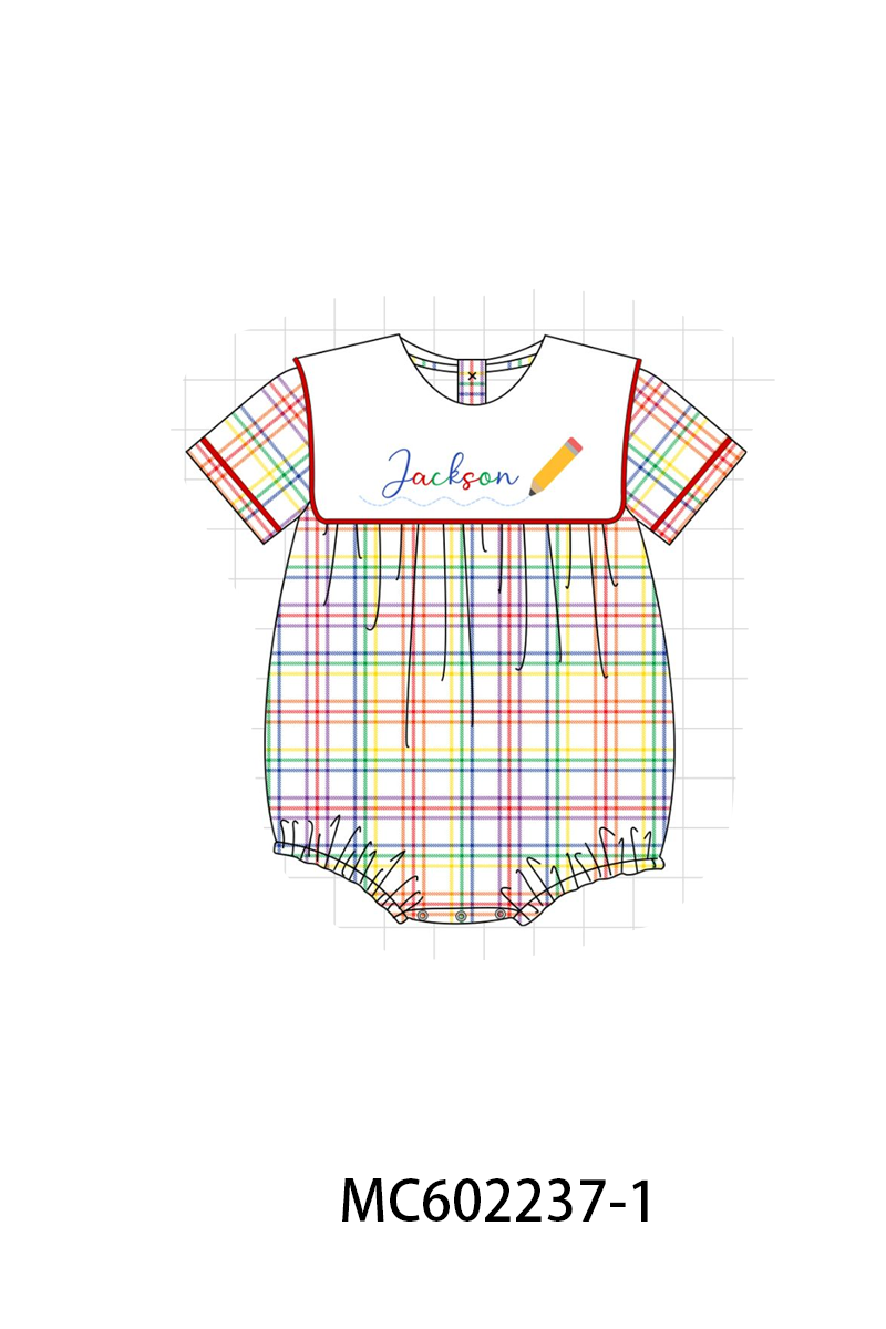 PO81 Red back to school pencil monogram embroidery plaid collection - closing 2/16 - ETA July