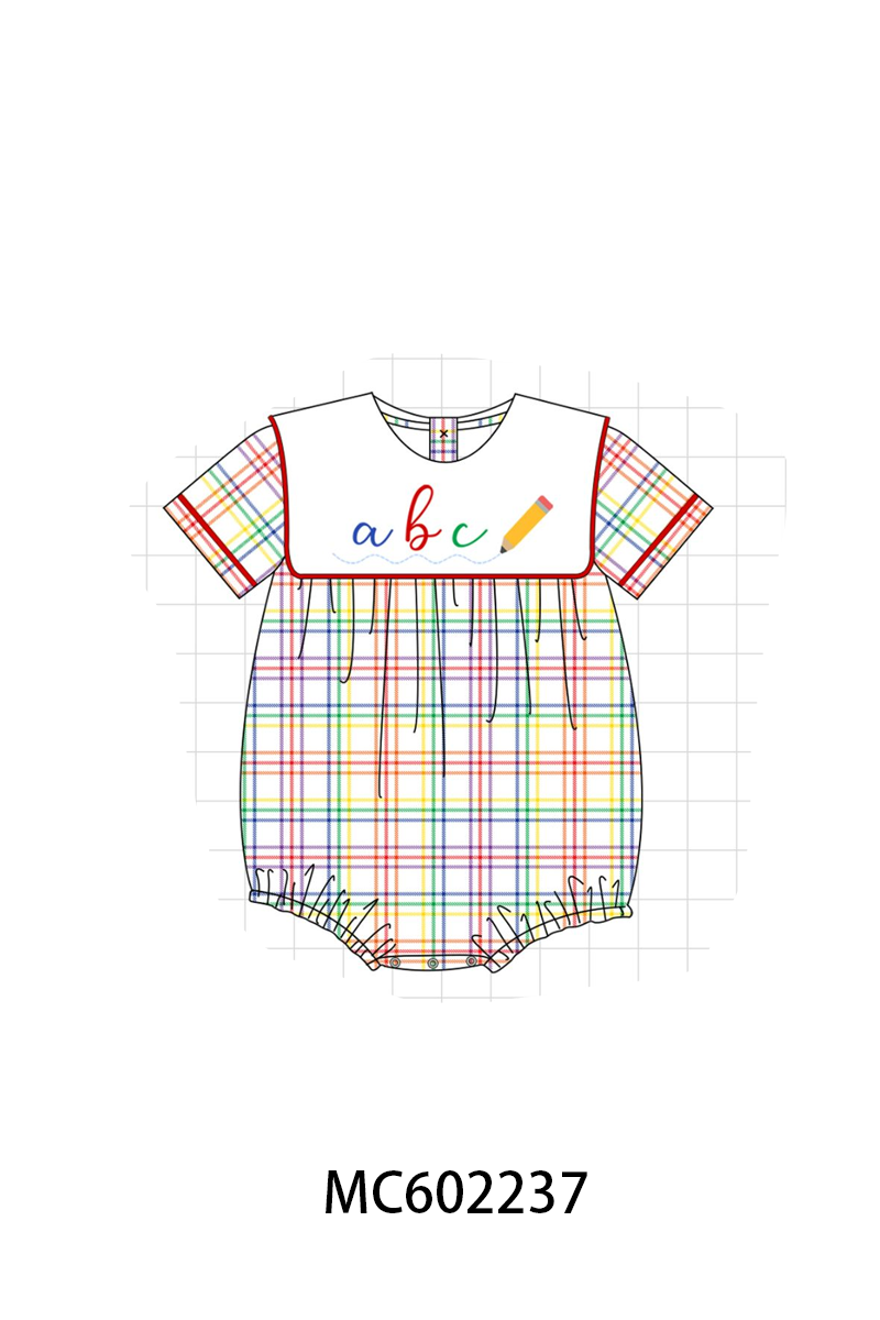 PO81 Red back to school pencil abc embroidery plaid collection - closing 2/16 - ETA July