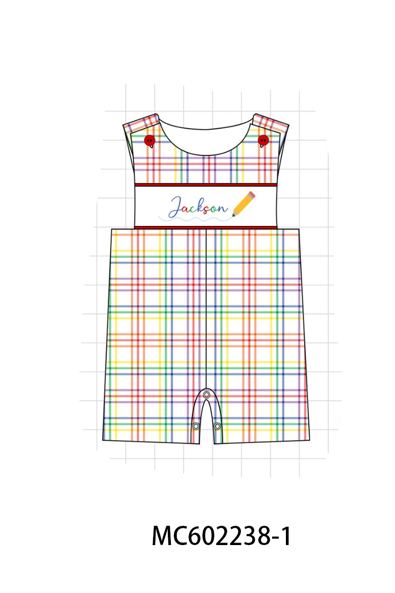 PO81 Red back to school pencil monogram embroidery plaid collection - closing 2/16 - ETA July