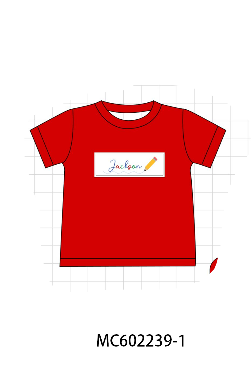 PO81 Red back to school pencil monogram embroidery plaid collection - closing 2/16 - ETA July