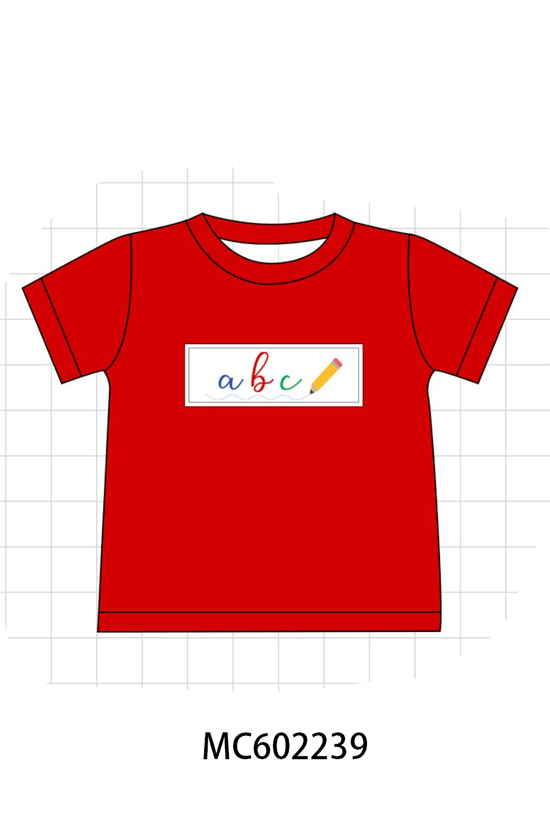 PO81 Red back to school pencil abc embroidery plaid collection - closing 2/16 - ETA July
