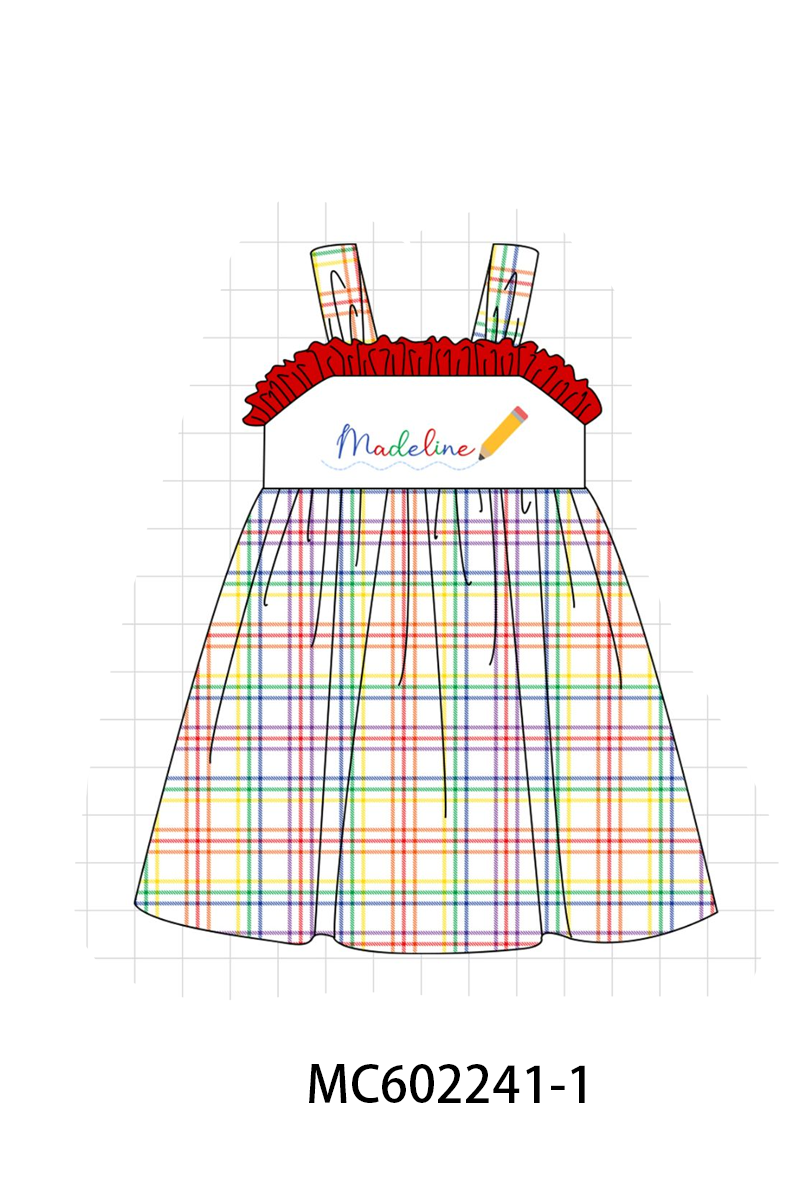 PO81 Red back to school pencil monogram embroidery plaid collection - closing 2/16 - ETA July