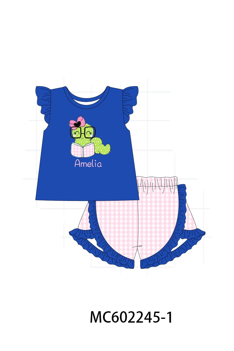 PO81 Blue bookworm applique monogram embroidery collection - closing 2/16 - ETA July