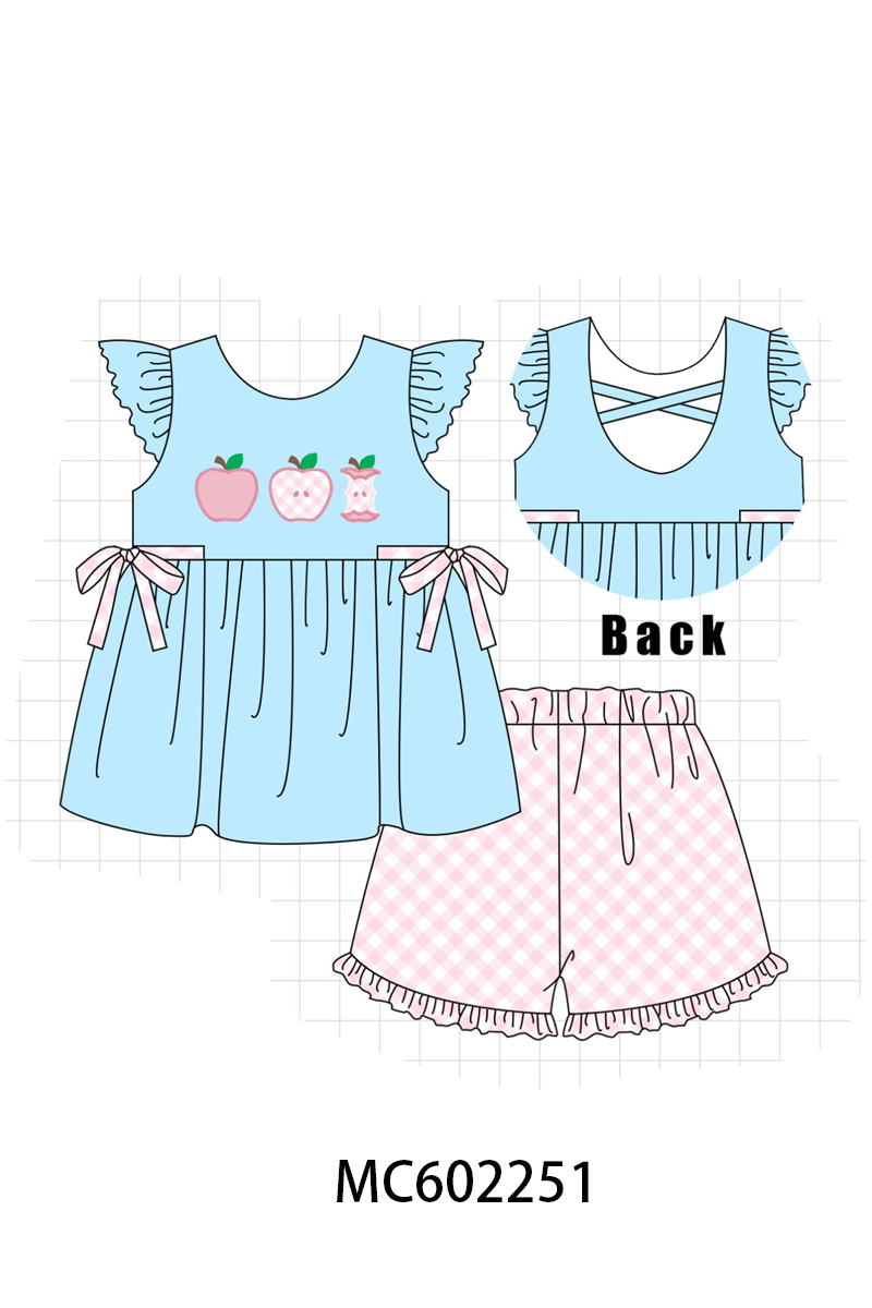PO81 Blue back to school apple applique collection - closing 2/16 - ETA July