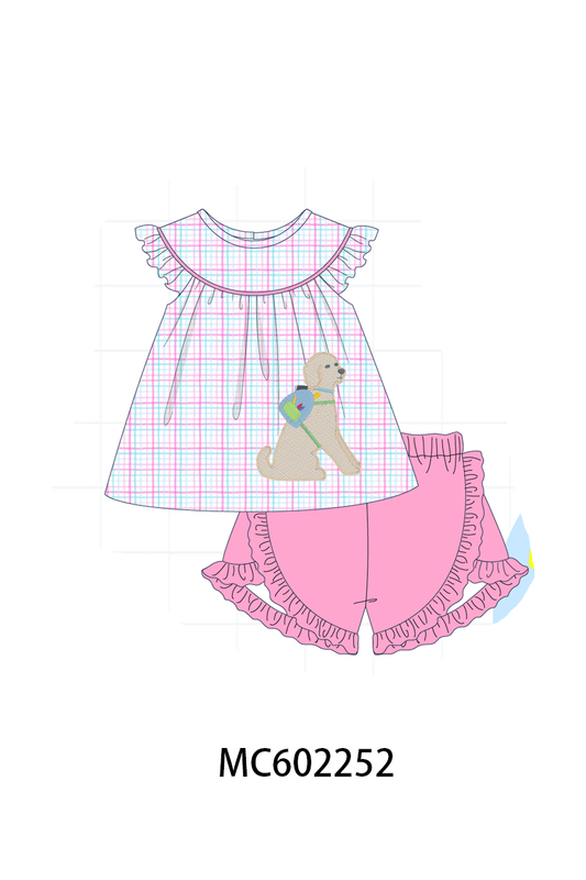 PO81 Back to school puppy applique plaid collection - closing 2/16 - ETA July