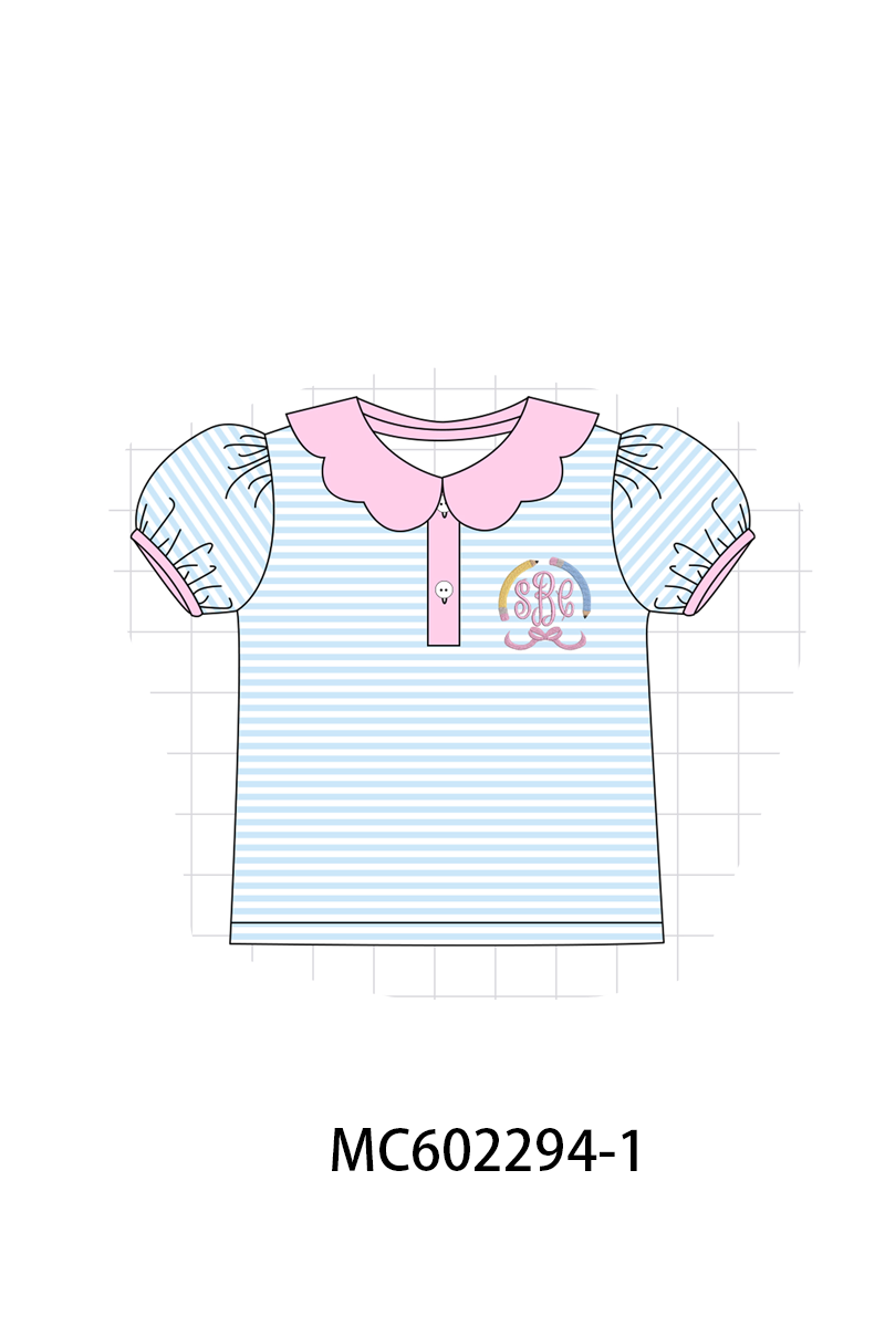 PO81 Pink&blue pencil monogram embroidery stripe collection - closing 2/16 - ETA July