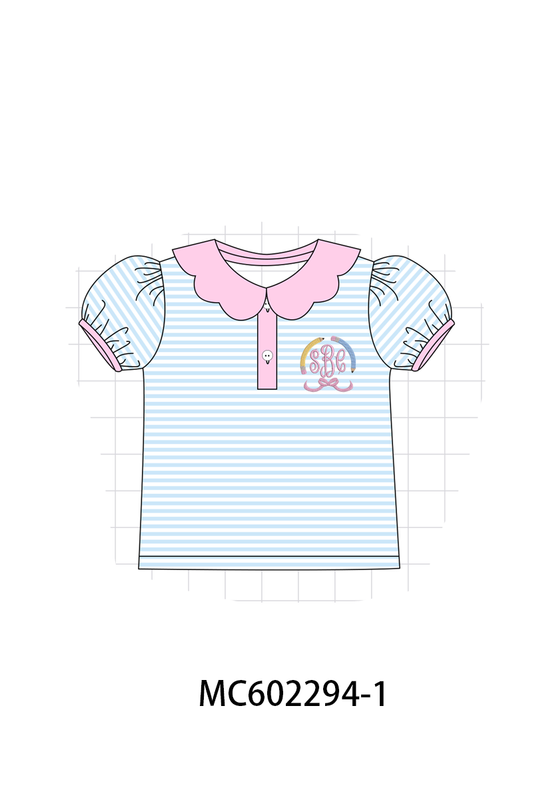 PO81 Pink&blue pencil monogram embroidery stripe collection - closing 2/16 - ETA July