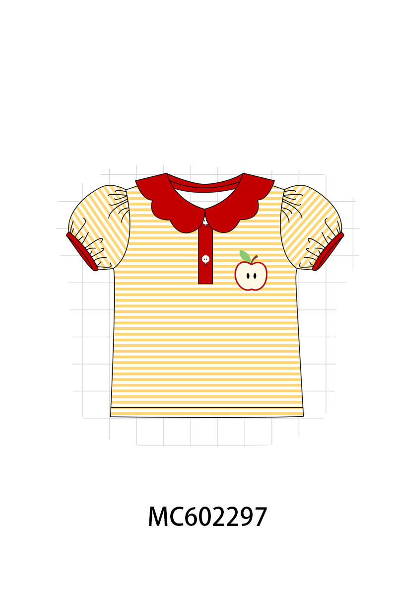 PO81 Back to school pencil apple bus embroidery stripe top collection - closing 2/16 - ETA July