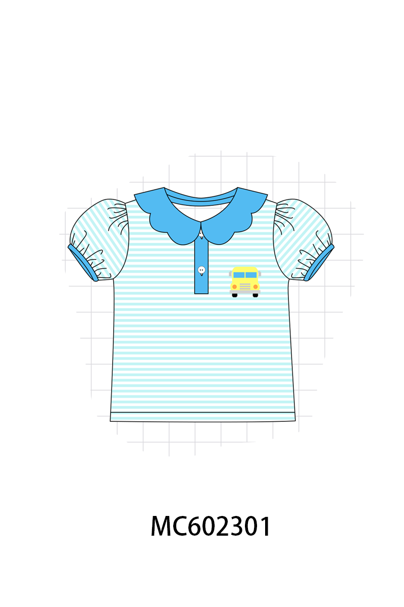 PO81 Back to school pencil apple bus embroidery stripe top collection - closing 2/16 - ETA July