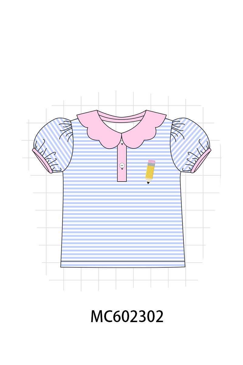PO81 Back to school pencil apple bus embroidery stripe top collection - closing 2/16 - ETA July