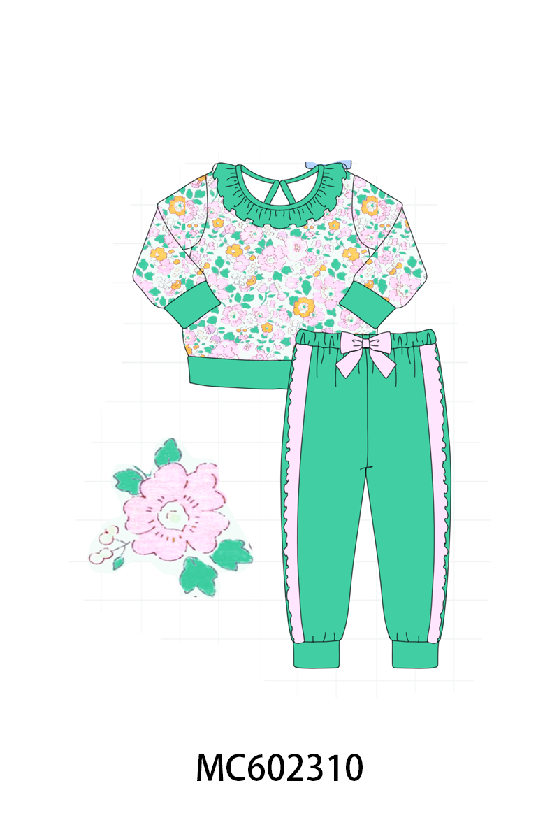 PO82 Floral print bow ruffle pants set collection - closing 3/2 - ETA July
