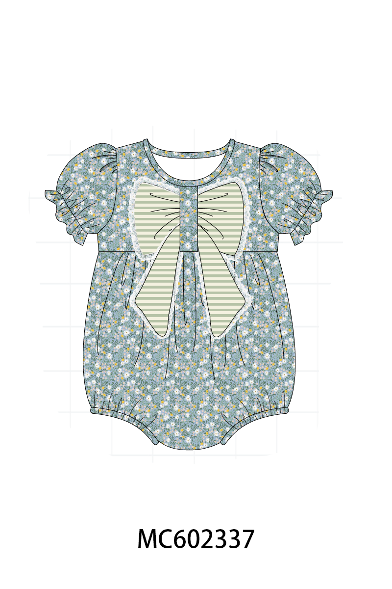 PO82 Teal floral lace bow stripe collection - closing 3/2 - ETA July