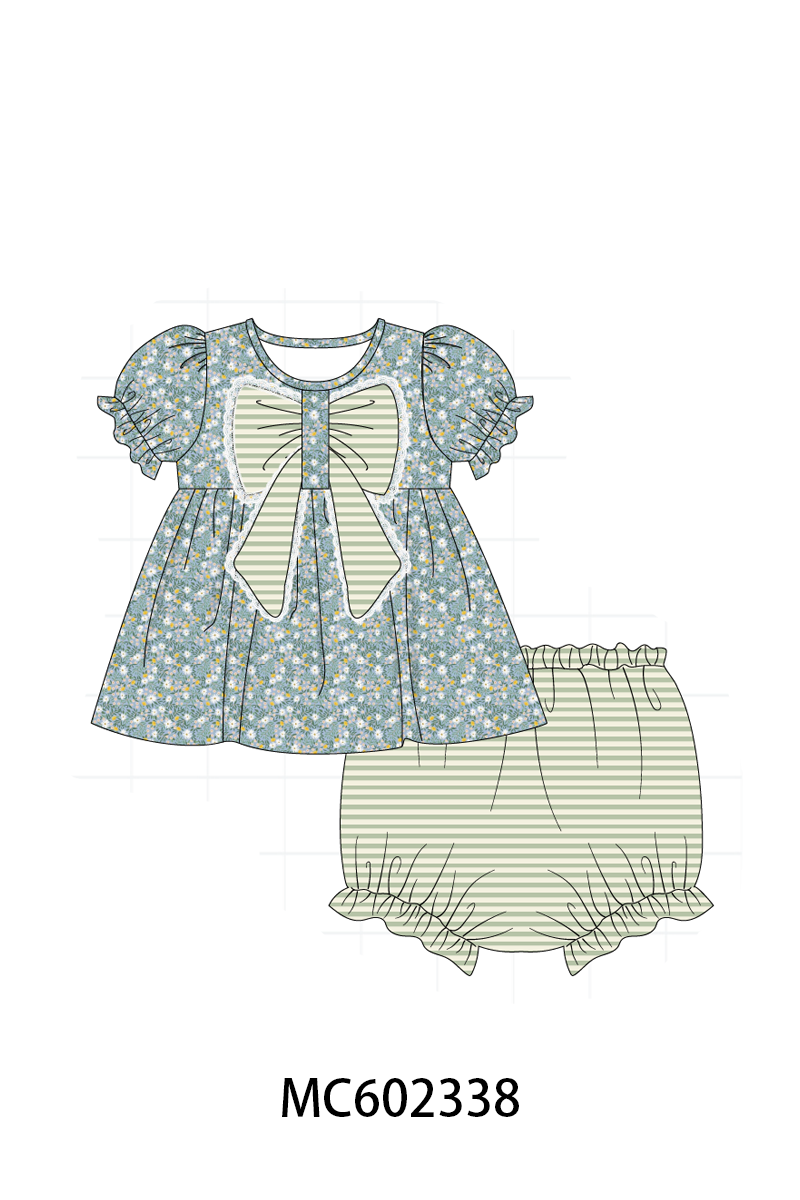 PO82 Teal floral lace bow stripe collection - closing 3/2 - ETA July