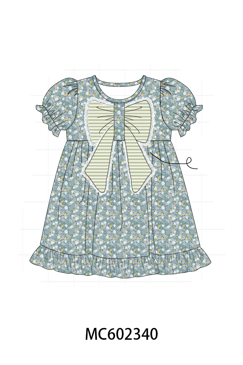 PO82 Teal floral lace bow stripe collection - closing 3/2 - ETA July