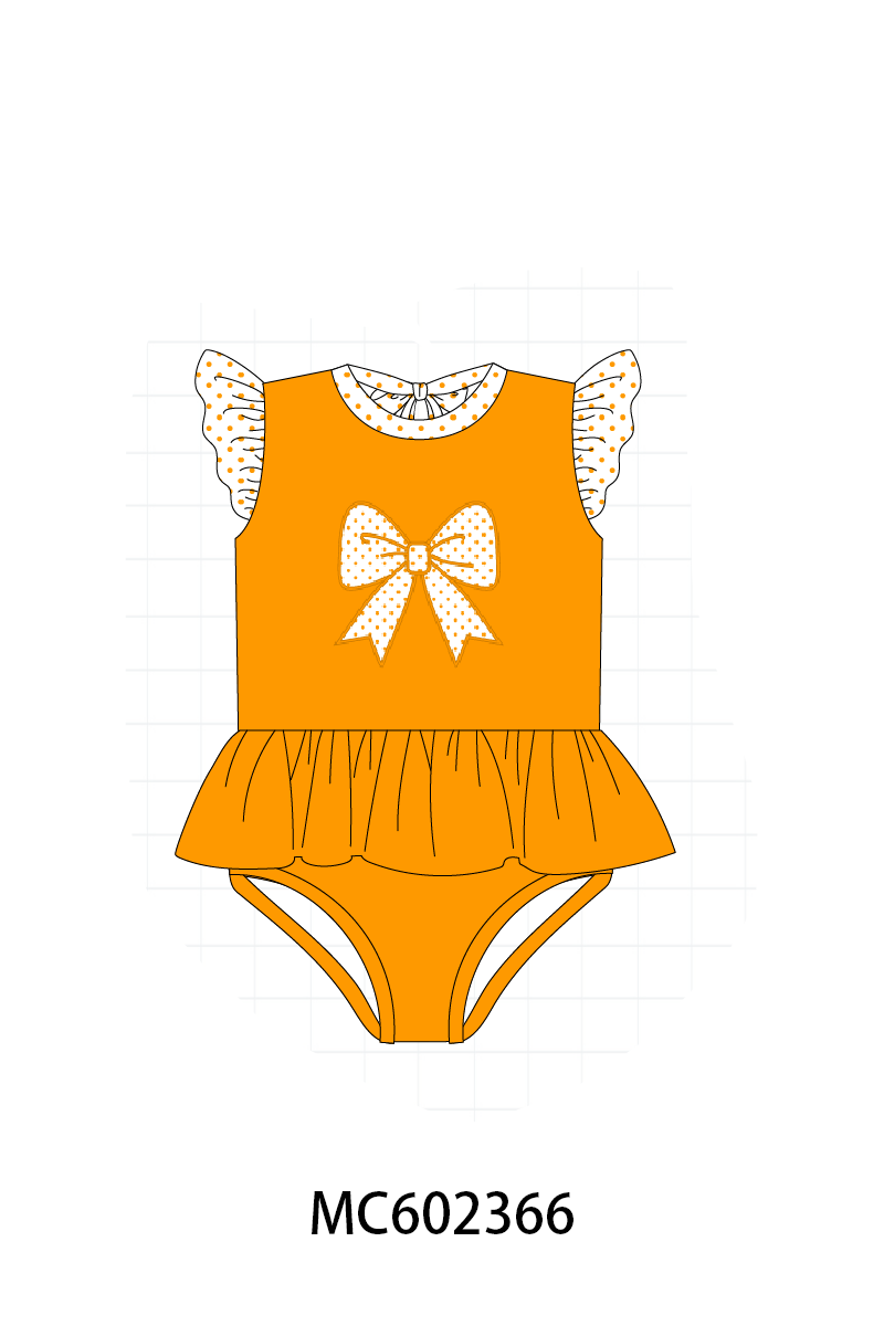 PO82 Orange Tennessee bow floral print ruffle swimsuit collection - closing 3/2 - ETA July
