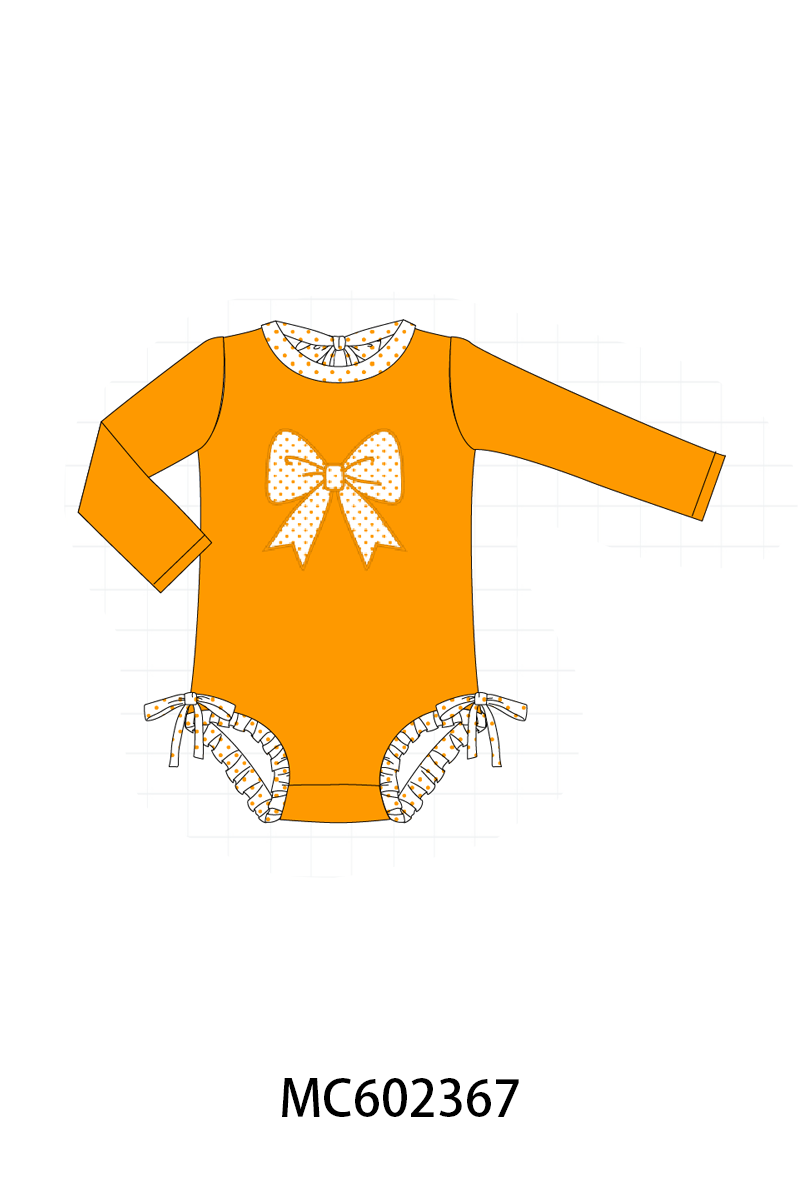 PO82 Orange Tennessee bow floral print ruffle swimsuit collection - closing 3/2 - ETA July