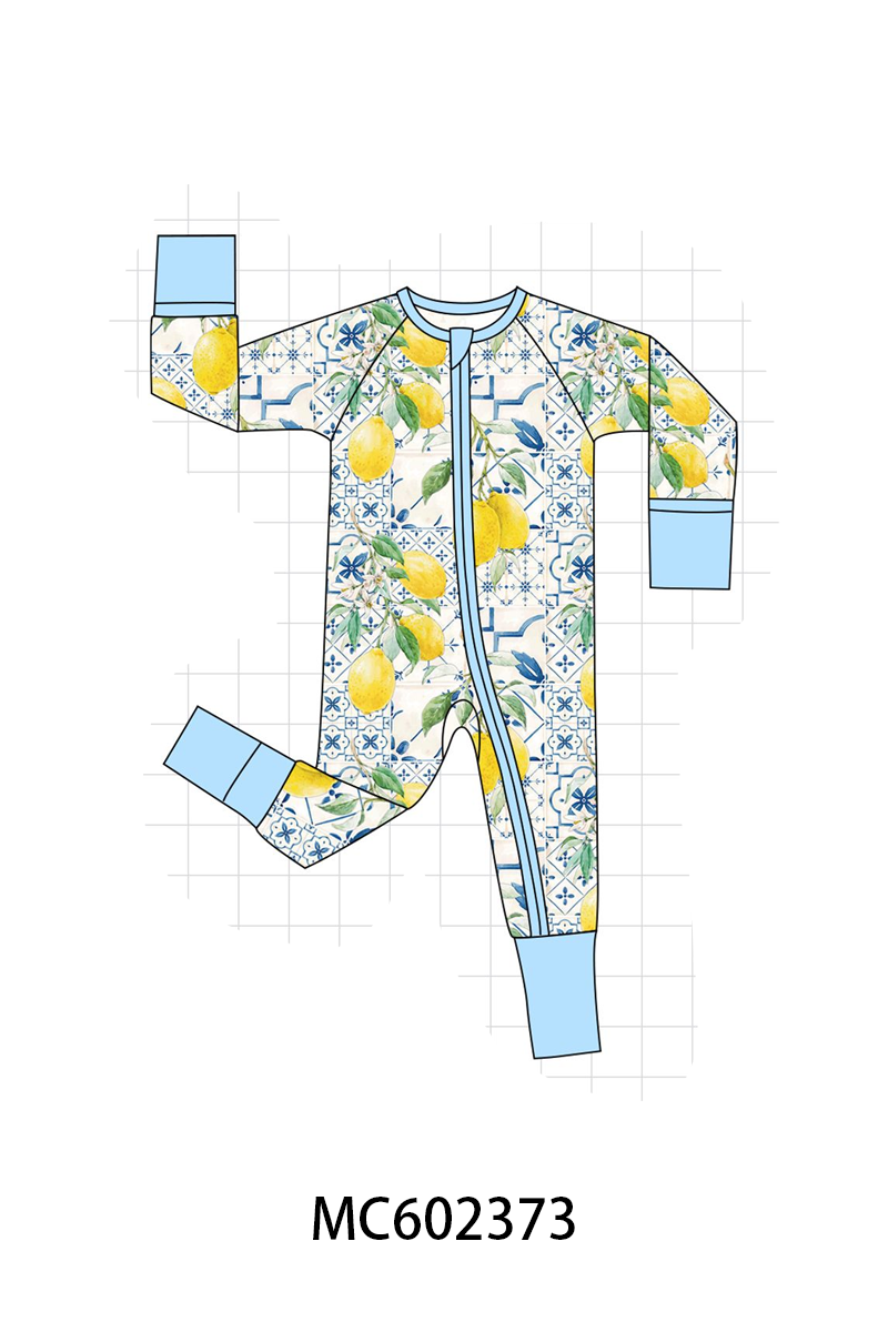 PO82 Blue lemon print bamboo pajama collection - closing 3/2 - ETA July