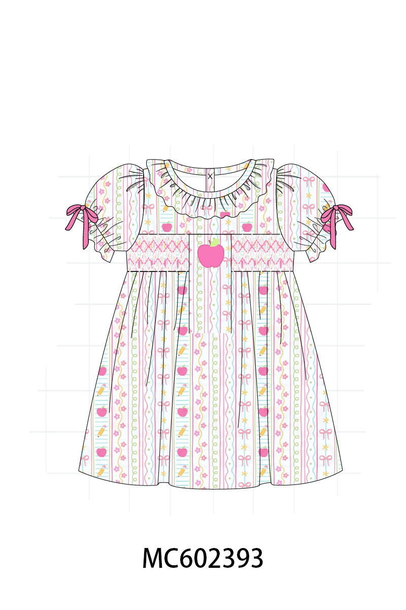 PO82 Pink&blue apple back to school smocked collection - closing 3/2 - ETA July