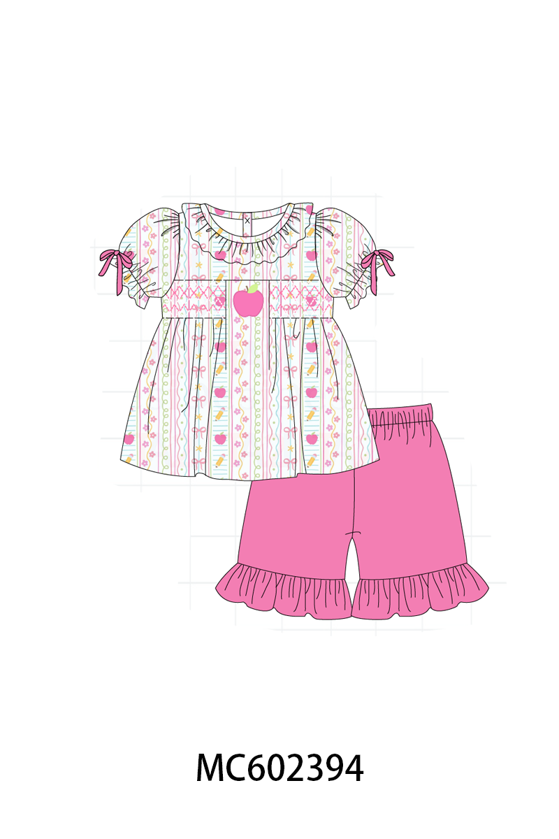 PO82 Pink&blue apple back to school smocked collection - closing 3/2 - ETA July