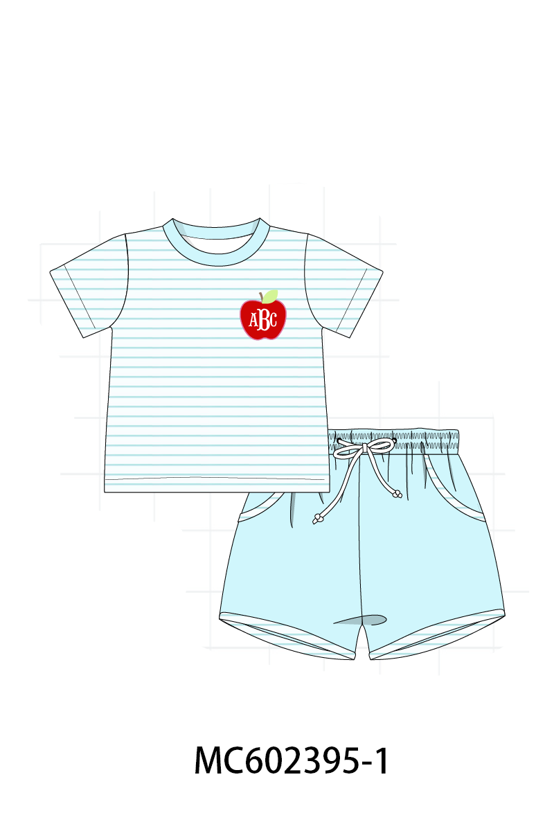 PO82 Pink&blue apple back to school monogram smocked collection - closing 3/2 - ETA July