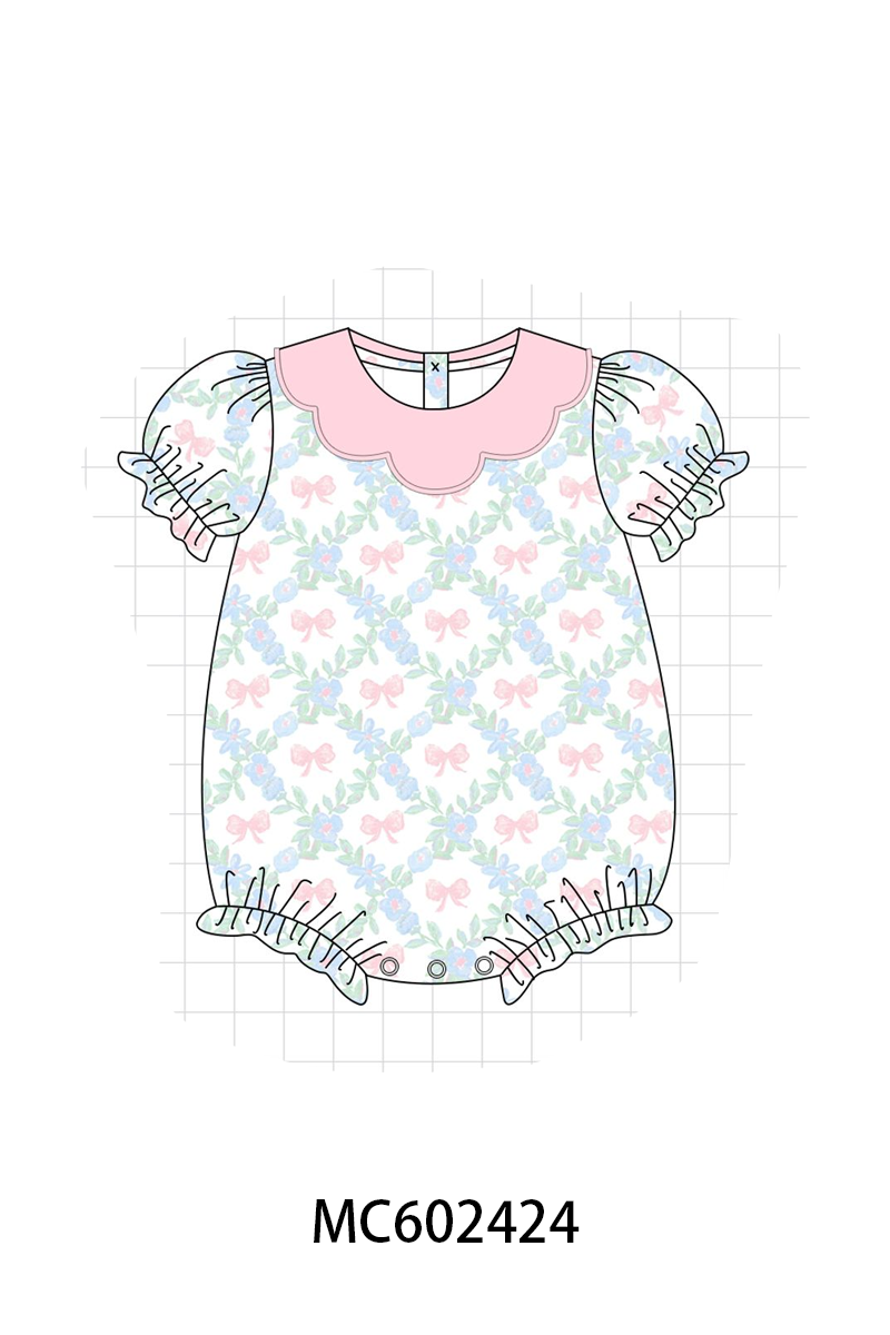 PO82 Pink bow floral print ruffle collection - closing 3/2 - ETA July