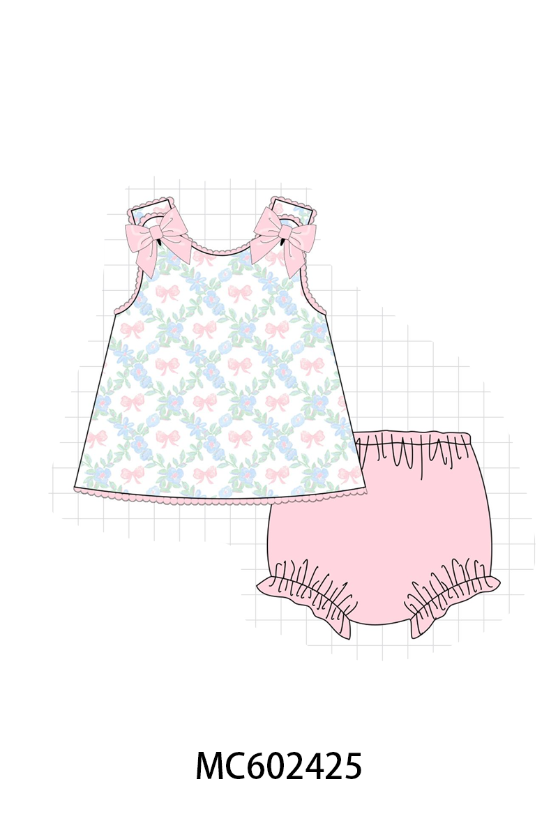 PO82 Pink bow floral print ruffle collection - closing 3/2 - ETA July